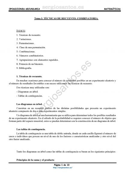 Tema 3: Técnicas de recuento. Combinatoria.