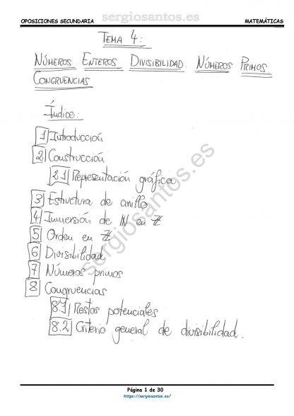 Tema 4: Números enteros. Divisibilidad. Números primos. Congruencias.