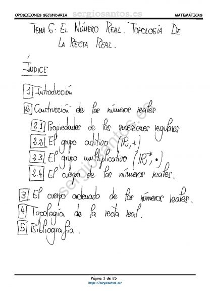 Tema 6: El número real. Topología de la recta real.