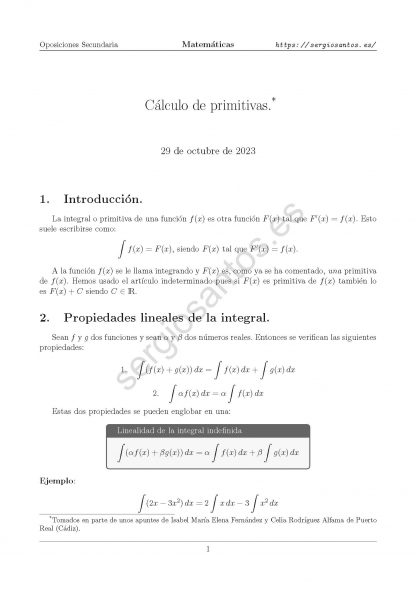 Cálculo integral. Cálculo de primitivas