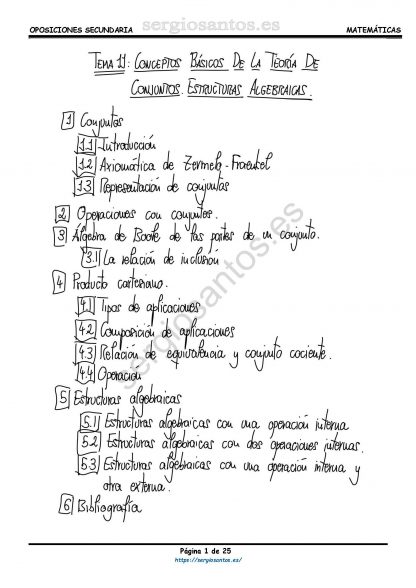 Tema 11: Conceptos básicos de la teoría de conjuntos. Estructuras algebraicas.