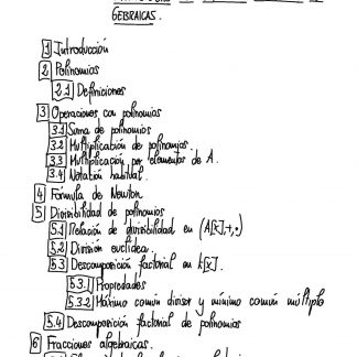 Tema 13: Polinomios. Operaciones. Fórmula de Newton. Divisibilidad de polinomios. Fracciones algebraicas.